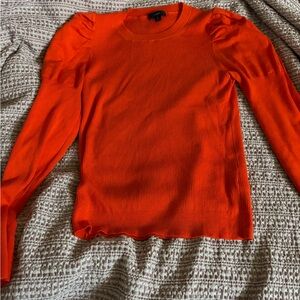 J. Crew Bright Orange Sweater with Puff Sleeves